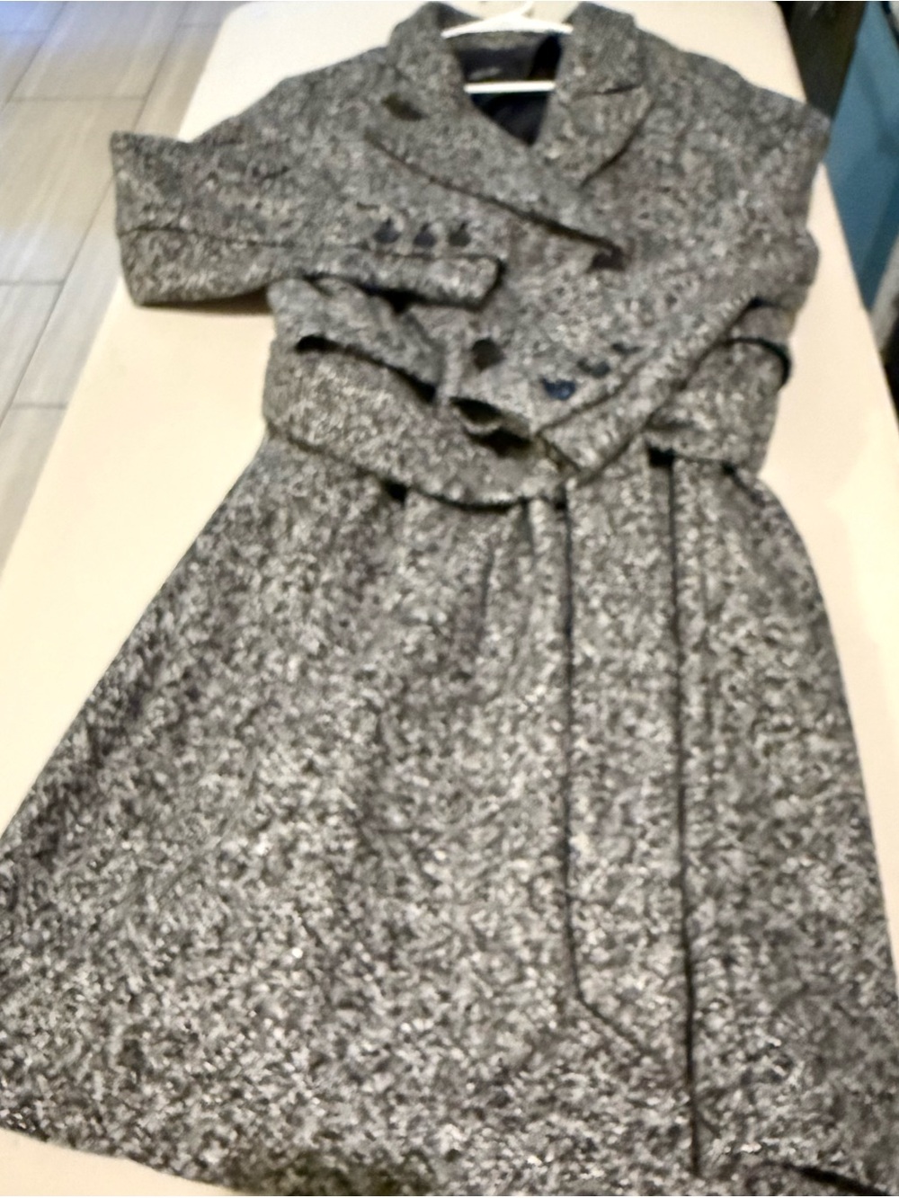 Simply Vera Vera Wang Gray Textured Belted Trench Coat